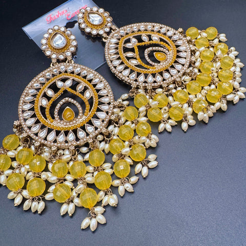 Beautiful Kundan & Pearls work bigger earrings (very lite weight)