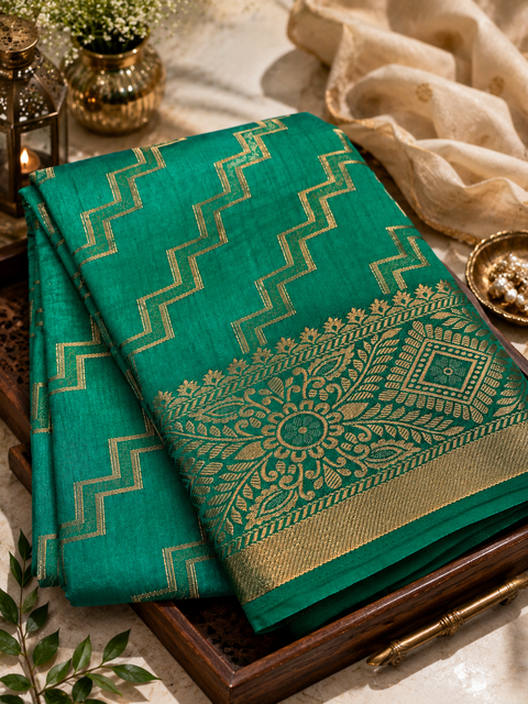 Soft Silk Based beautiful design Saree  (blouse is attached to Saree ) slight variation in color and design is possible )