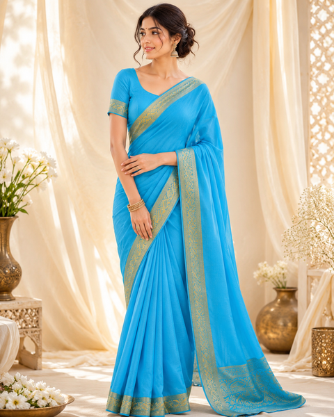 Pure Georgette based zari border work all on borders(slight variation in color and design is possible)