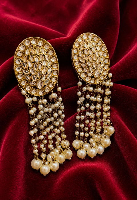 Kundan Stone With Pearls Work Beautiful Jhumka