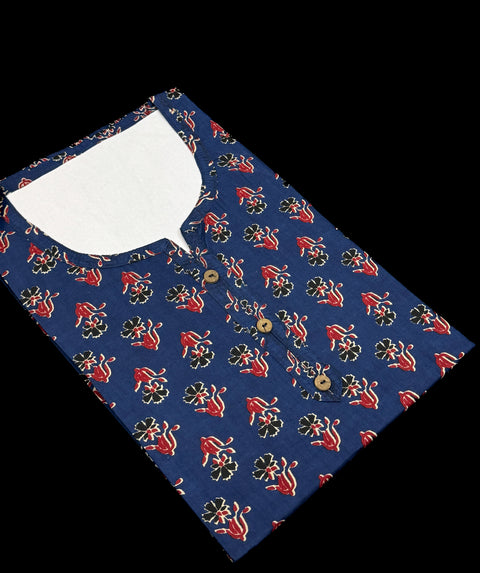 Pure Cotton based Printed short Kurti for girls /Ladies (Size 38 - length 28 inches, Size 42 ,46, 48 length -31 inches)sleeves 17 inch