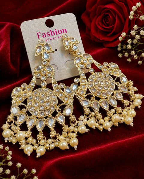 Beautiful pearls with kundan work earrings