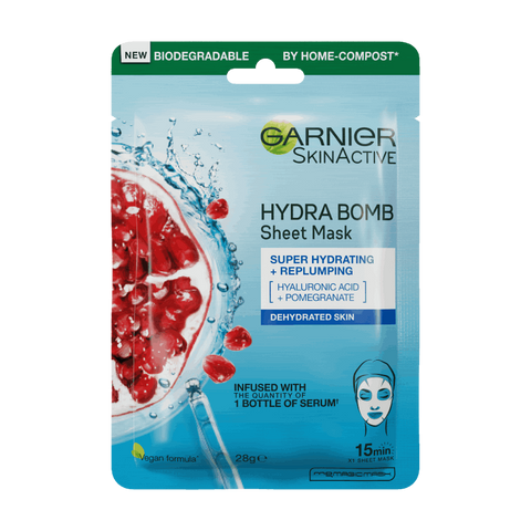 Garnier SKINACTIVE Hydra Bomb Hyaluronic Acid Pomegranate Hydrating Sheet Mask