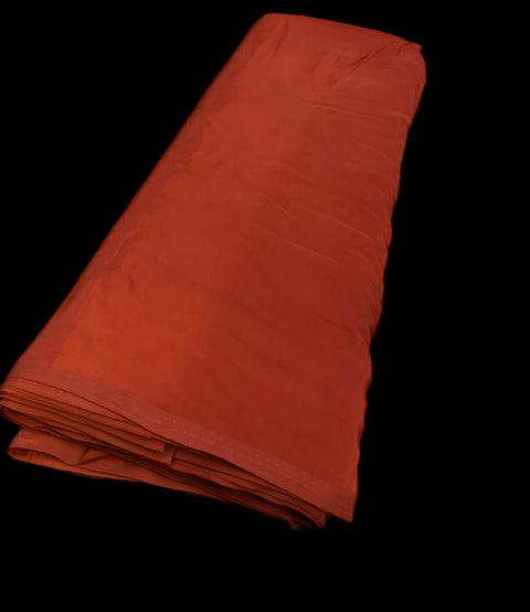 Rust color Pure and soft Crepe Silk Fabric (per meter)