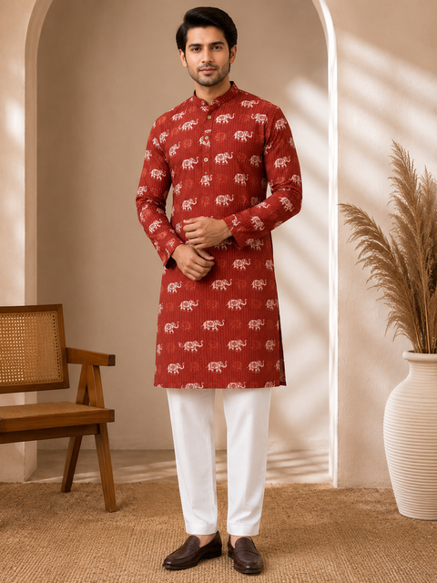 Pure cotton based Men’s Printed kurti (sizes mentioned in inches ,not according to the label on Kurti)size 44 kurti- Length 40 inches and size 46-length 42 inches ) Kurti only. Pants not included.