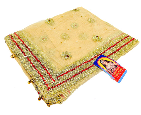 Netting based heavy embroidery with stone work Bridal Dupatta