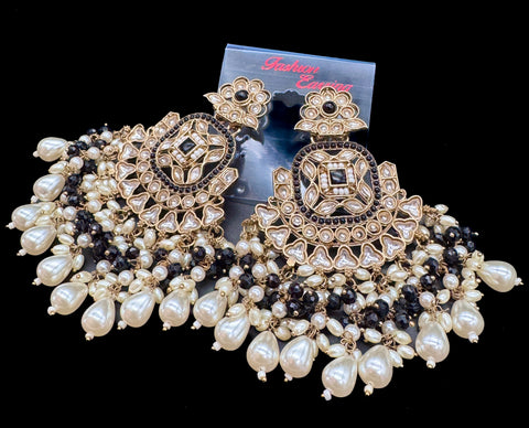 Beautiful Kundan & Pearls work bigger earrings (very lite weight)