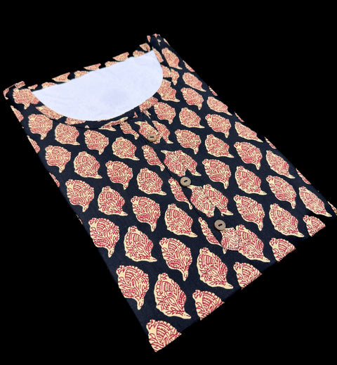 Pure Cotton based Printed short Kurti for girls /Ladies (Size 38 - length 28 inches, Size 42 ,46, 48 length -31 inches)sleeves 17 inch