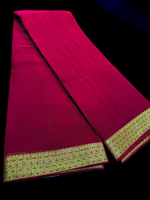 Very very soft pure chiffon georgette Beautiful zari border plain Saree