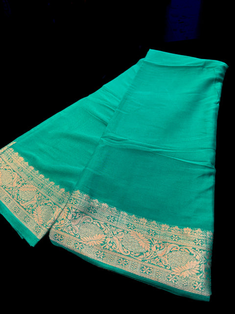 Very very soft pure chiffon georgette Beautiful zari border plain Saree