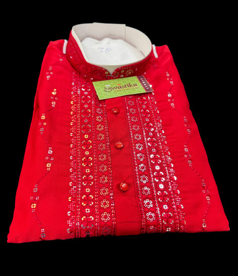 Soft Malmal Based Beautiful Embroidery Work With Sequins Work Designer Kurta With white Pajama