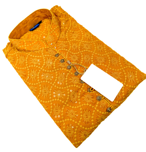 Georgette based Heavy embroidery with sequined work designer Kurta with white Pajama