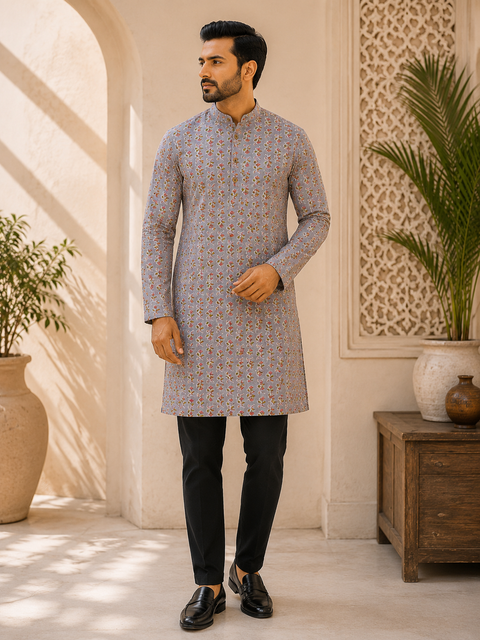 Pure cotton based Men’s Printed kurti (sizes mentioned in inches ,not according to the label on Kurti)size 44 kurti- Length 40 inches and size 46-length 42 inches ) Kurti only. Pants not included.