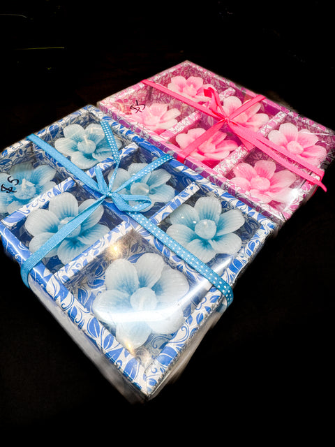 6 piece colourful flower shaped wax made floating Diya Traditional (Diwali Ke Diye) price per pack (slight variation in colors and design is possible)