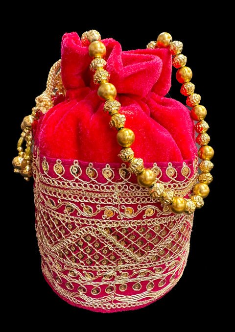 Velvet based Embroidery with stones  work hand bag /potli bag