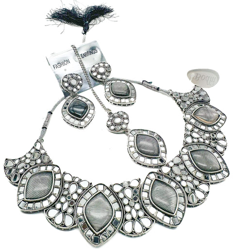 Beautiful Oxidised Necklace with Earrings