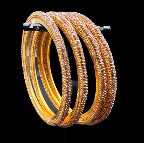 Beautiful fine jerkan stone designer Brass bangles set (4 bangles in 1 set)(customised with plain Velvet or Metal Bangles )