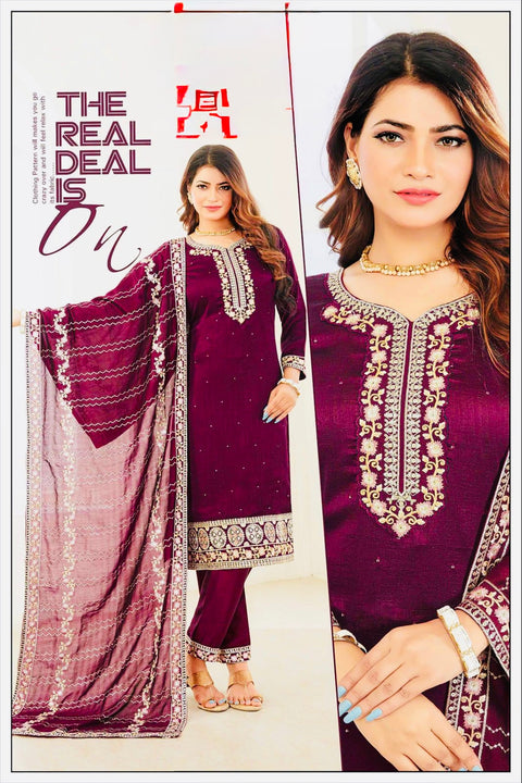 Soft Georgette silk based embroidery with sequined work designer kameez with plazo pants and dupatta with embroidery border work Dupatta