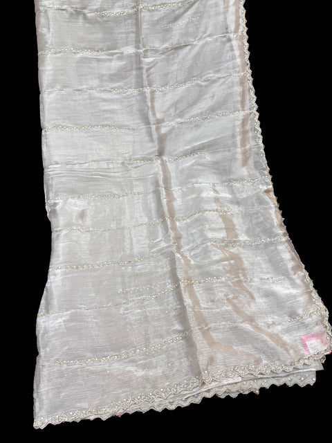 Jimmy Choo base fabric With Beautiful handwork all over on Saree and border