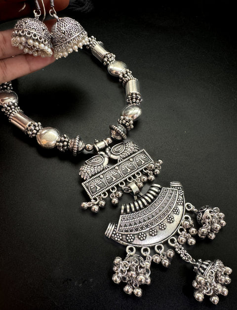 Beautiful work oxidised necklace with earrings