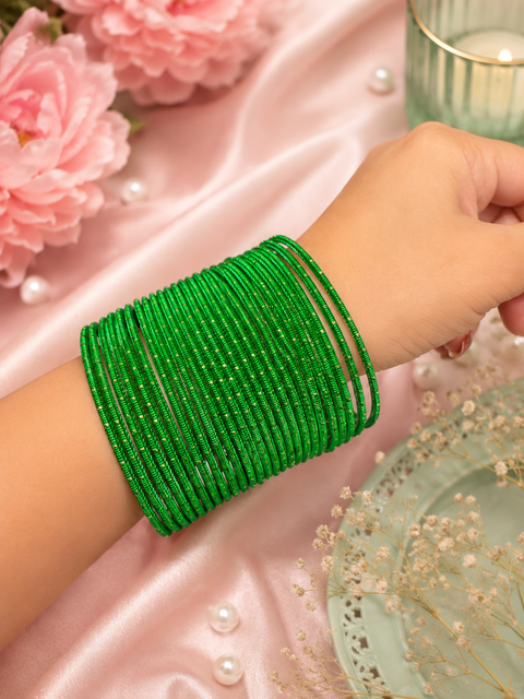 Golden Shimmer dotted metal bangles 2 dozen in 1 Set (slight variation in color & design may occur)