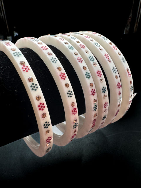 Golden stone Dotted Churra Bangles set (6 bangles in set )price per set