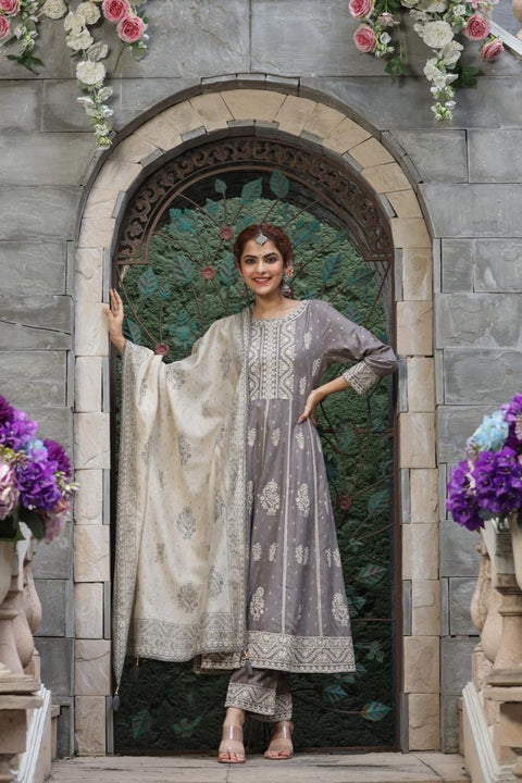 Pure & Soft Rayon Based Designer Lakhnavi Embroidered Kurti With Plazo Pants & Dupatta