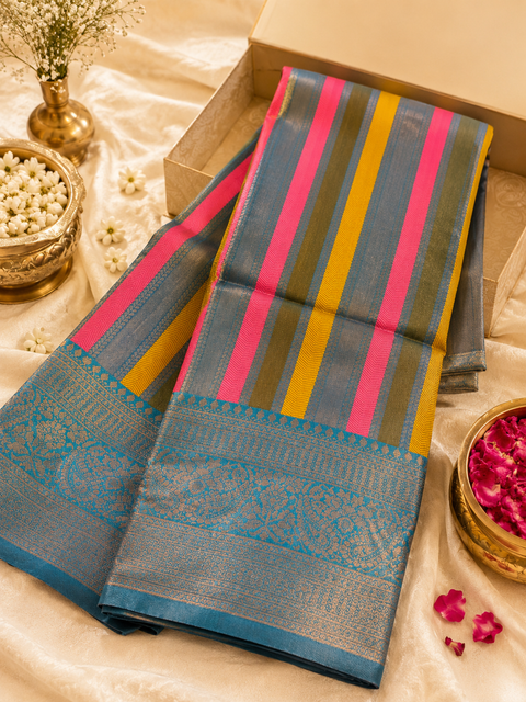 Soft Silk Saree with contrast beautiful pallu , border and blouse (blouse piece attached to Saree ) slight variation in color and design is possible)