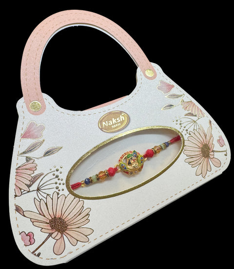 Krishna design Meenakari work Beautiful Stone Work Rakhi in nice pack