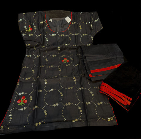 Black colour pure rayon based beautiful sequined work very soft salwar suit with pure georgette dupatta for kids