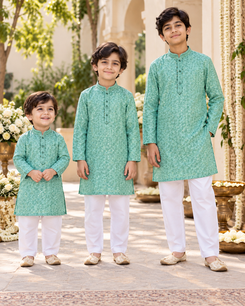 Soft Rayon based embroidery with sequined work kurta, Comes with a white pajama.Slight variation in colour and design is possible.