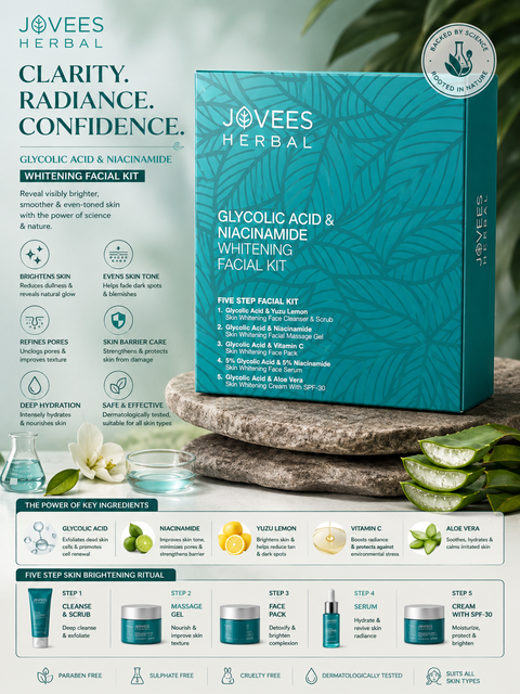 JOVEES HERBAL GLYCOLIC ACID & NIACINAMIDE WHITENING FACIAL KIT salon pack