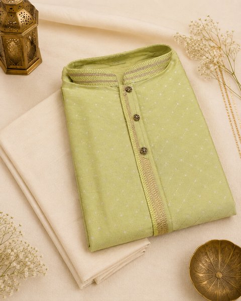 Mint color cotton silk design designer kurta with pajama pants (slight variation in color and design is possible )