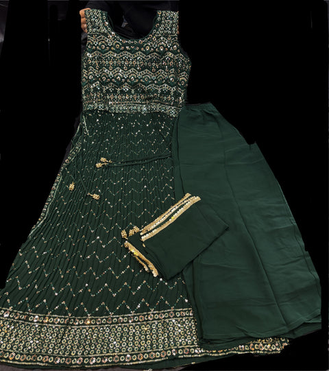 Georgette based embroidery with sequined work Nayra cut plazo suit