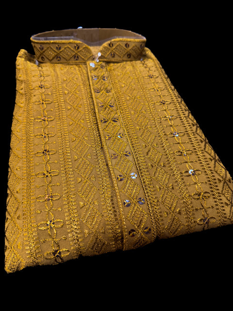 Pure Rayon Based Beautiful fine Embroidery Work At Front And Back With Sequins Work Designer Kurta & cream Pajama
