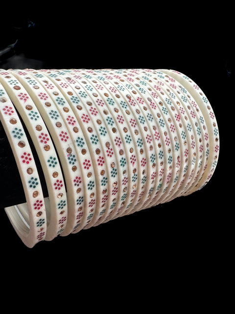 Golden stone Dotted Churra Bangles set (6 bangles in set )price per set