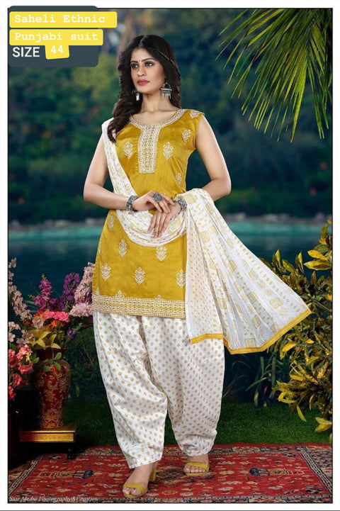 Silk based embroidery & sequined work designer kameez with silk based printed salwar and chiffon based printed dupatta