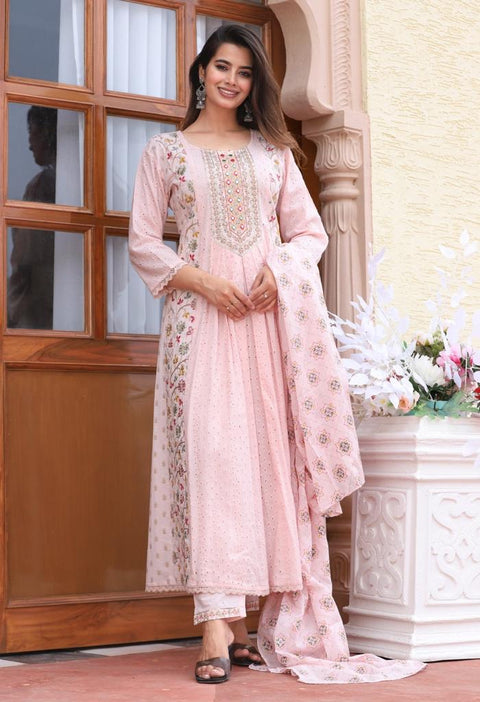 Cotton Based Heavy Handwork & Mirror Work All Over On Kurti And Handwork Dupatta With Plazo Pents