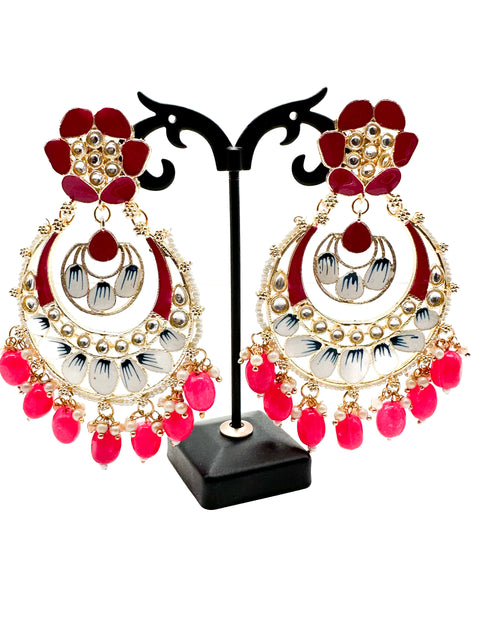 Meenakari with kundan stone studded beautiful Earrings