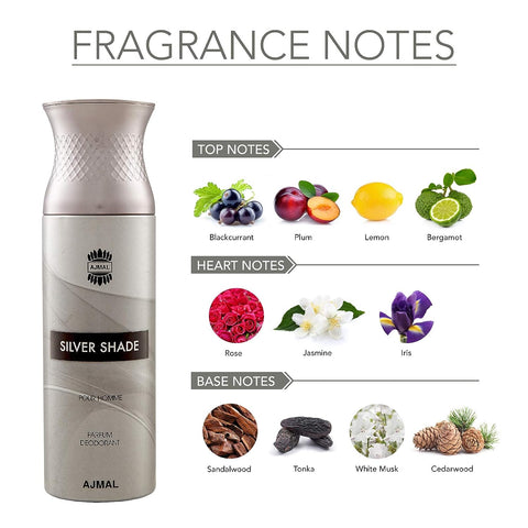 Ajmal Silver Shade Perfume Deodorant 200ml Body Spray Gift For men