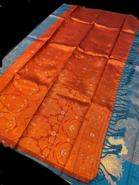 Soft Silk Saree with contrast beautiful pallu and blouse