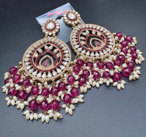 Beautiful Kundan & Pearls work bigger earrings (very lite weight)