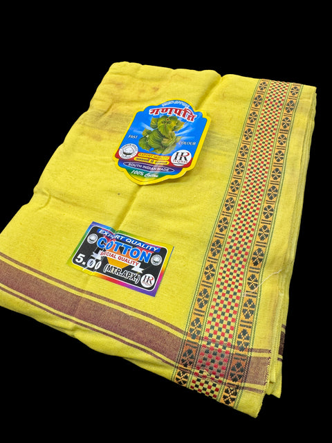 Lemon Colour cotton based apx 5 meter Dhoti