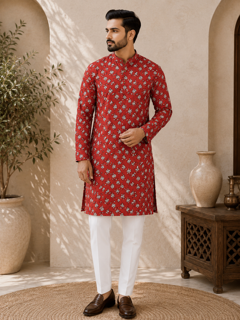 Pure cotton based Men’s Printed kurti (sizes mentioned in inches ,not according to the label on Kurti)size 44 kurti- Length 40 inches and size 46-length 42 inches ) Kurti only. Pants not included.