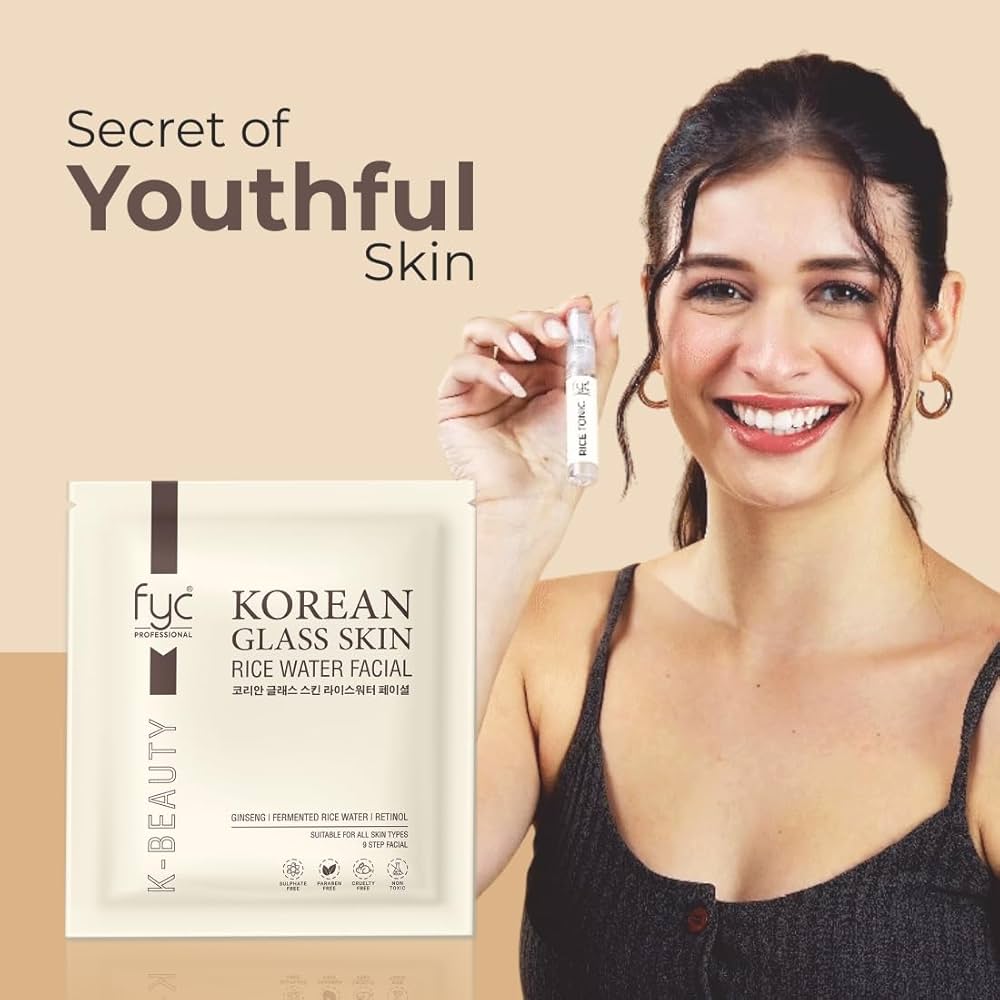 Korean Glass Skin Rice Water Facial Kit, 9 Steps, 183g, with Ginseng a ...