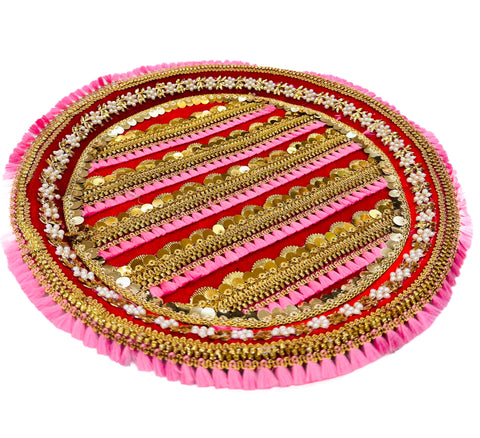 Decorated Karwachauth Thali Set (Thali, Channi, Lota(Kalash) Chunri )(Video Clip Attached )