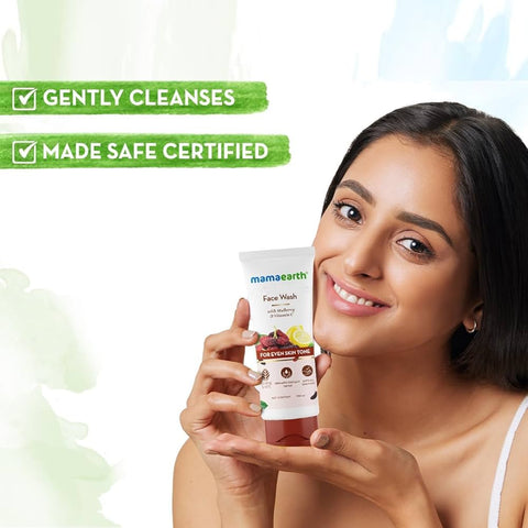 MAMAEARTH Face Wash with Mulberry and Vitamin C - 100 ml Gently Cleanses | Niacinamide