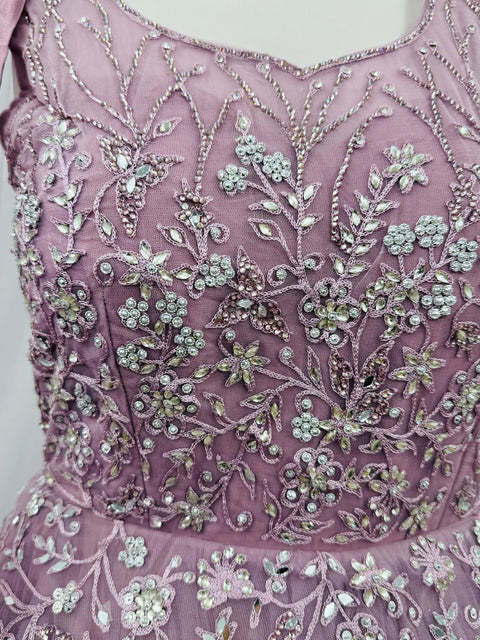Engagement /Party Wear Designer Ball gown Netting Based Beautiful embroidery with Mirror & Stone Work