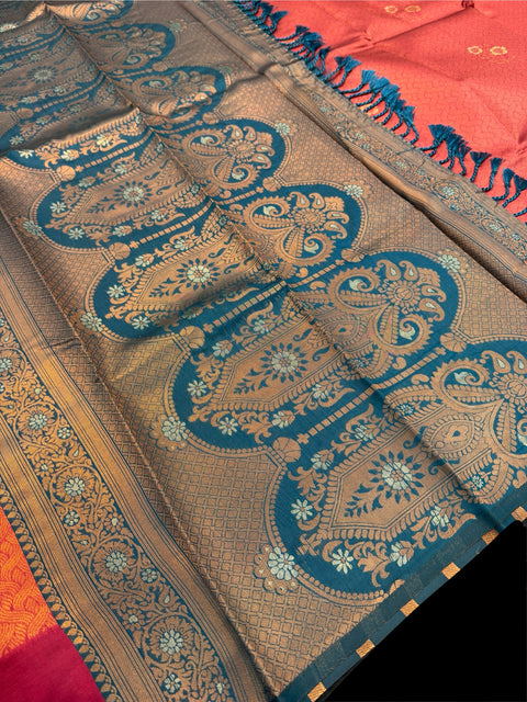 Soft Silk Saree with contrast beautiful pallu and blouse