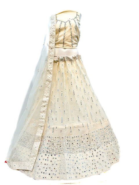 Netting based mirrors work beautiful party wear lehnga with Ken Ken flared with designer blouse and dupatta